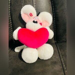 German Plush Mouse with Pink Heart